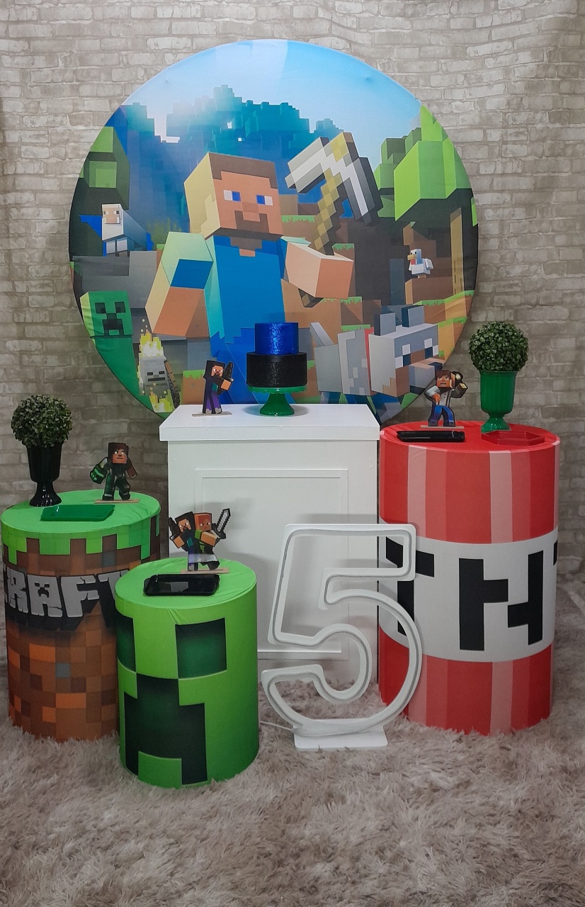 Minecraft Kit Prata C/ Adicional Número  - Up Festas 