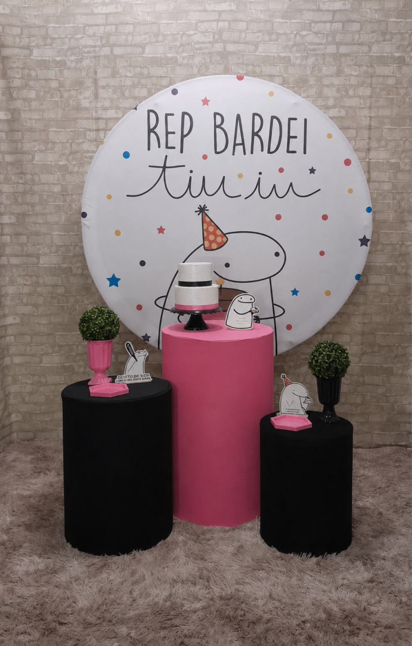 Kit Slim Flork Rosa/Preto - Up Festas 