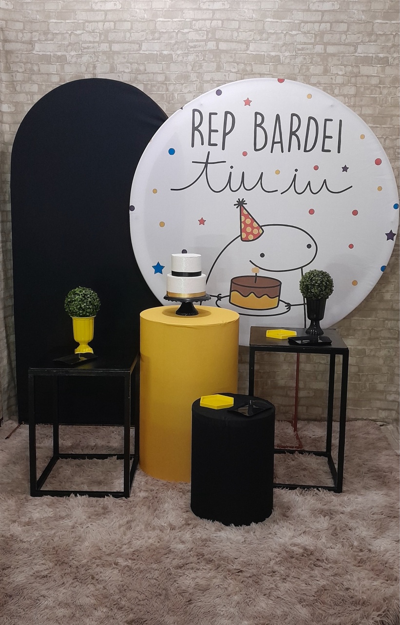 Flork Happy Birthay Kit Ouro Amarelo/Preto   - Up Festas 