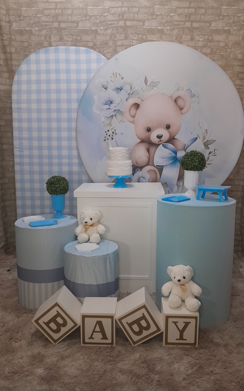 Urso Laço Kit Ouro Xadrez  - Up Festas 