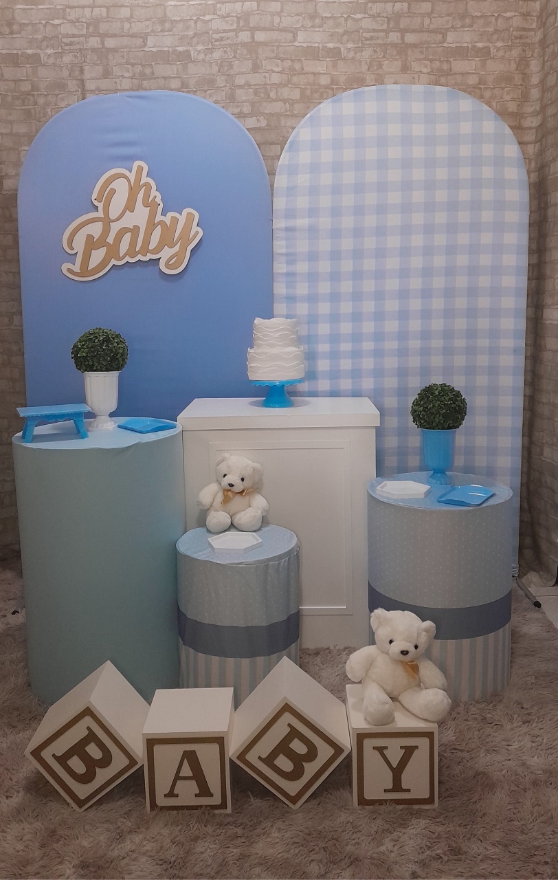  Composê Oh Baby Xadrez Azul  01 - Up Festas 