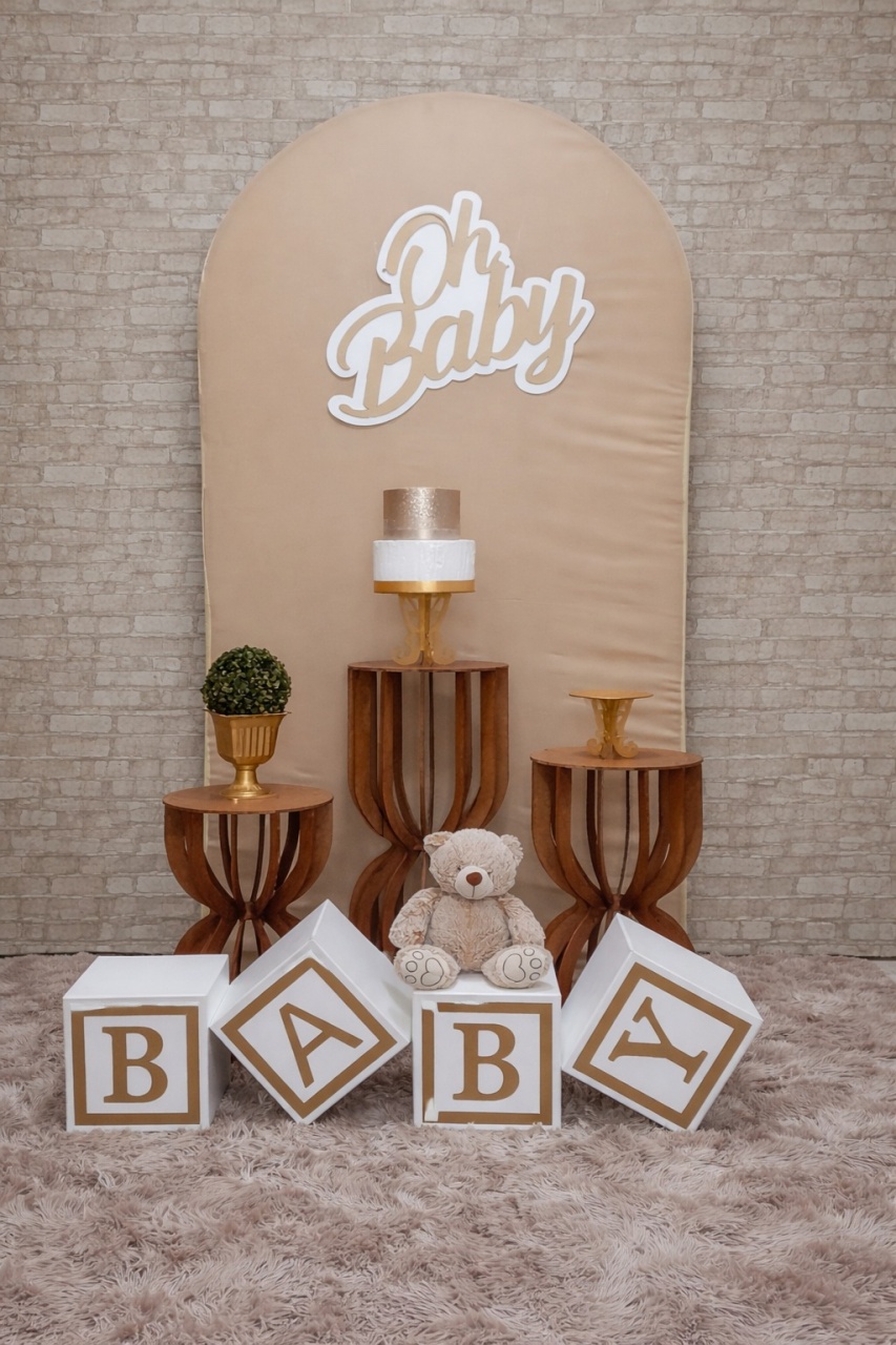 Oh Baby Bege Kit Ampulheta  - Up Festas 