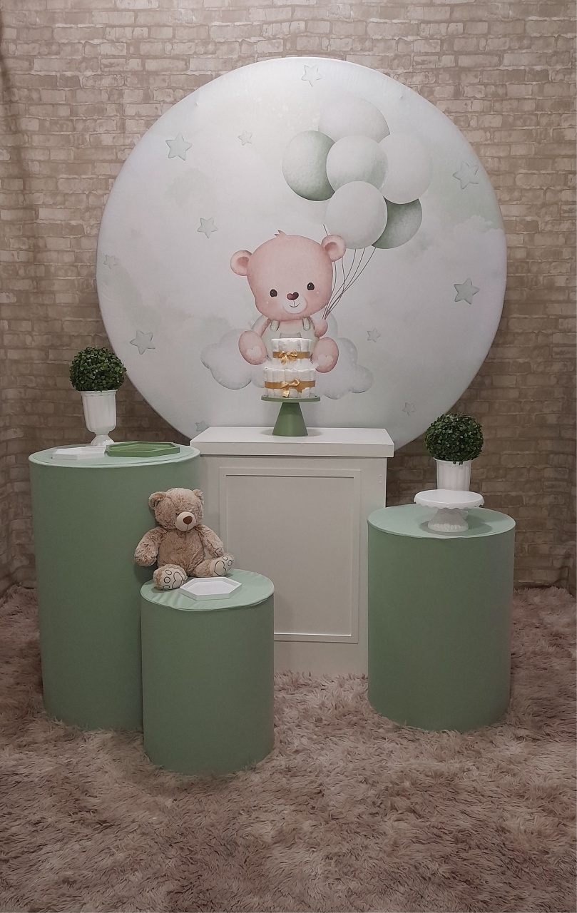 Kit Prata Chá de Bebê Urso Verde  - Up Festas 