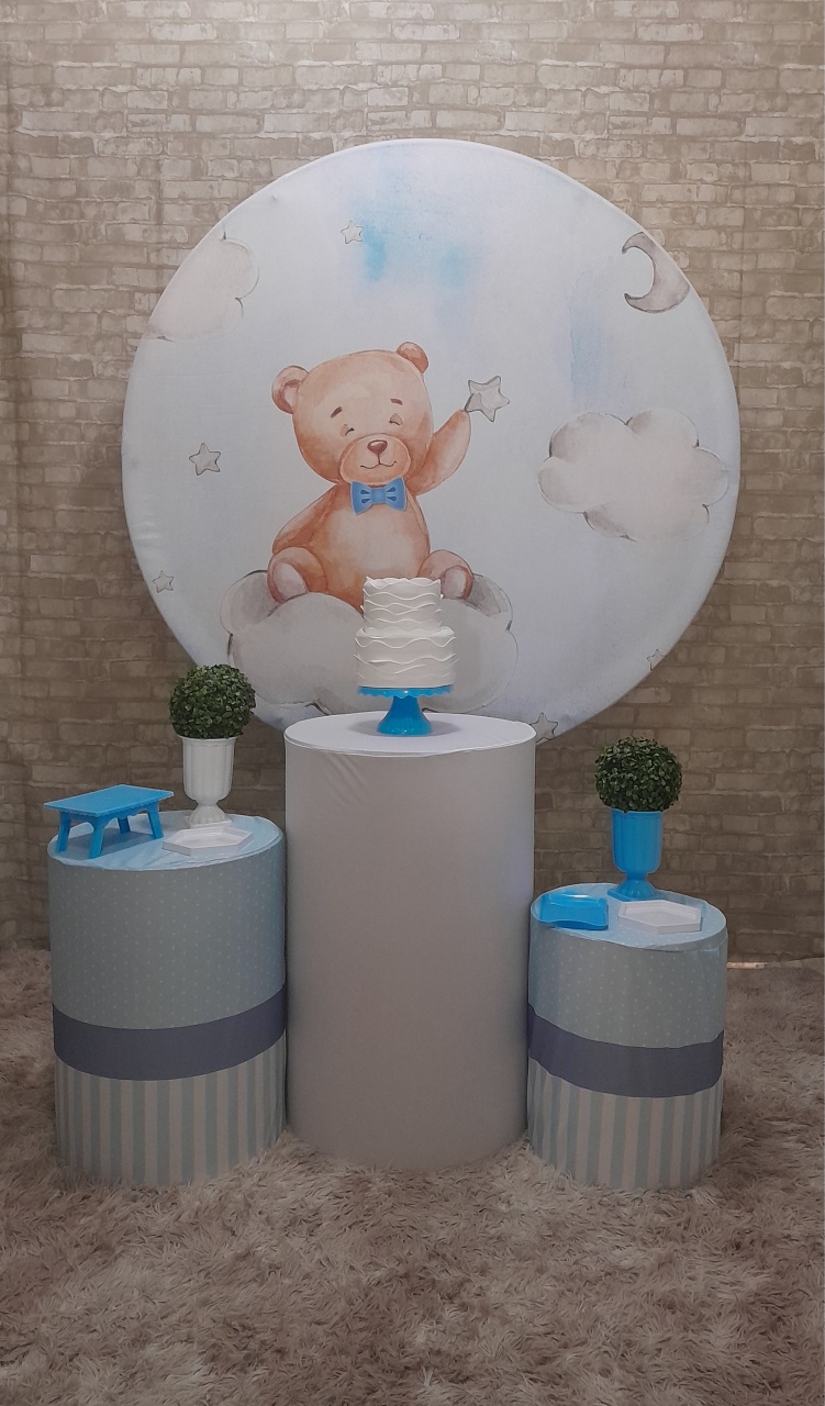 Chá de Bebê Urso Estrela Slim Azul  - Up Festas 