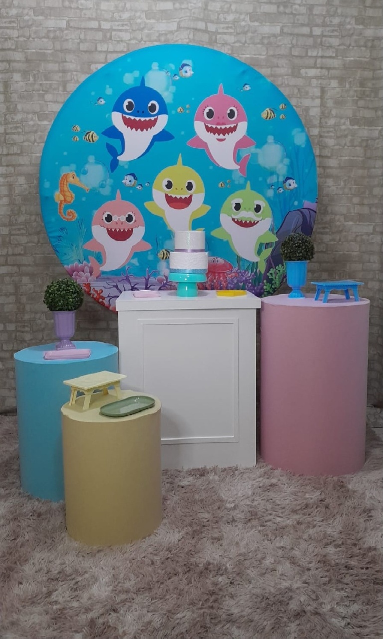 Baby Shark  Kit Prata Rosa - Up Festas 