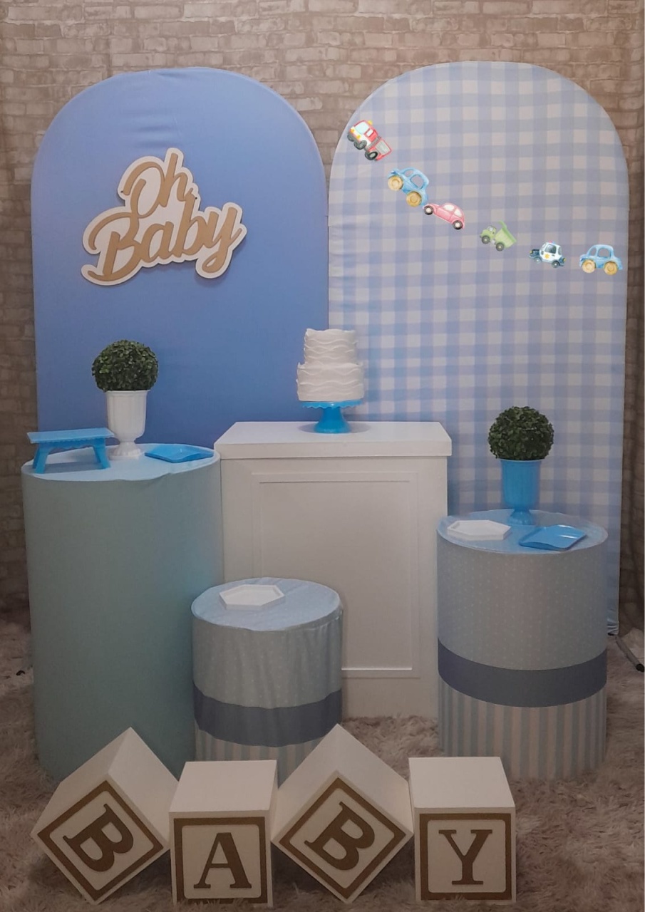  Composê Oh Baby Xadrez Azul  - Up Festas 