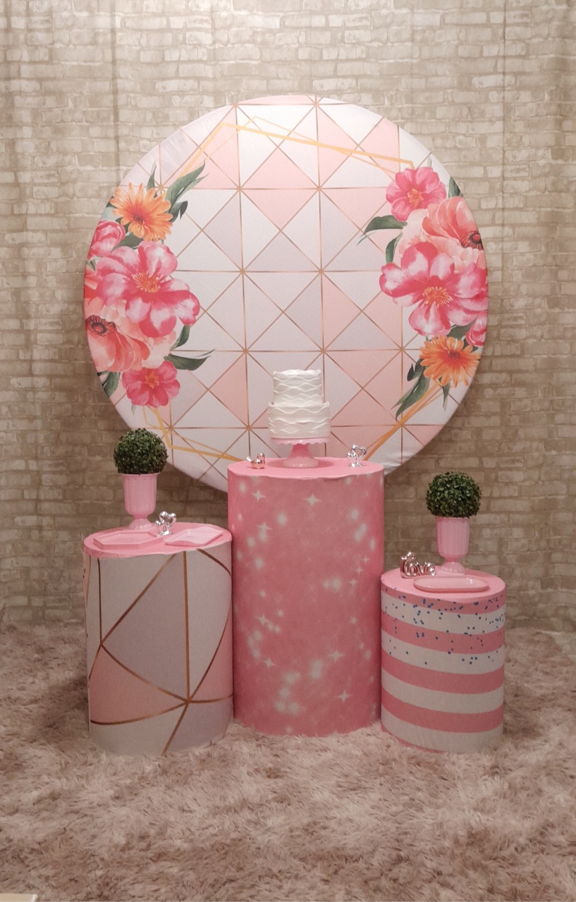 Kit Slim Geométrico Floral Rosa  - Up Festas 