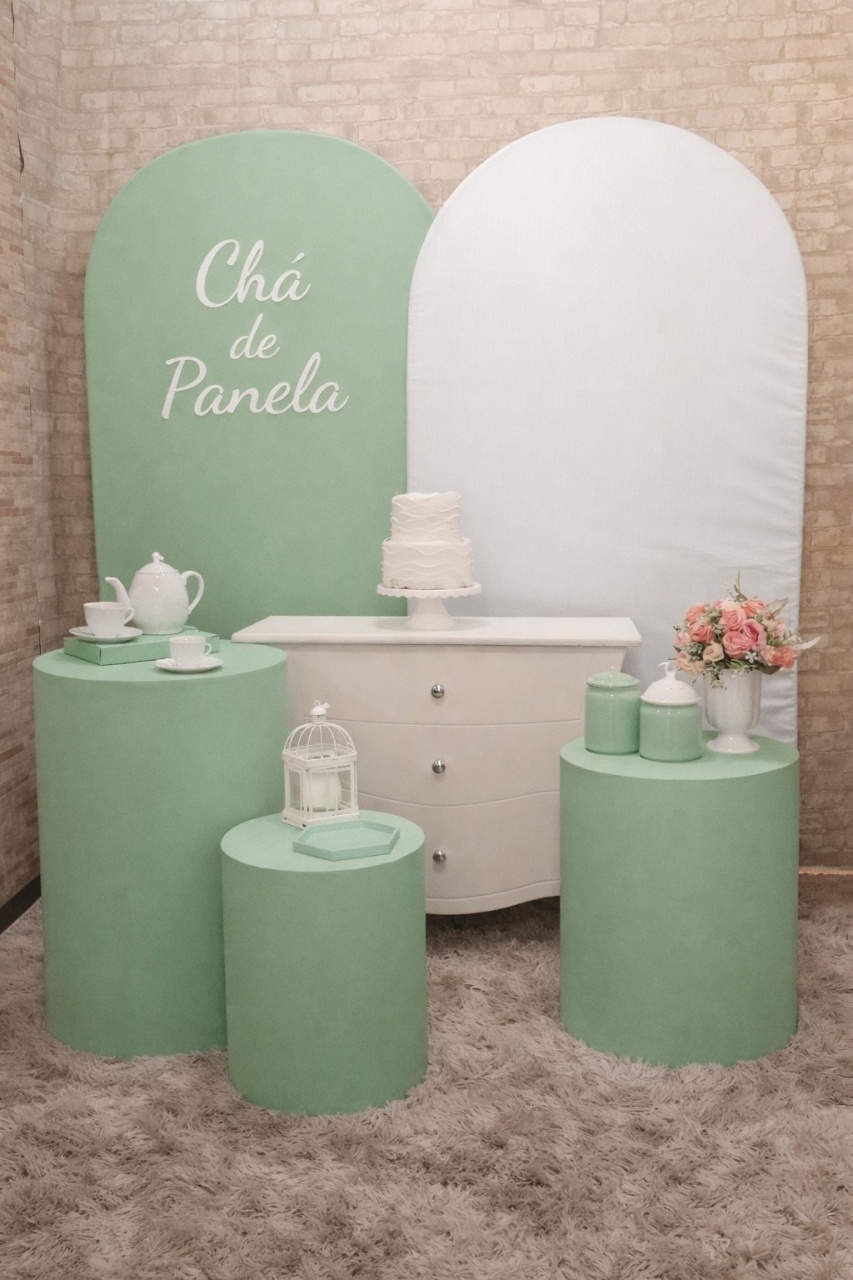 Composê Chá de Panela Verde Chá  - Up Festas 