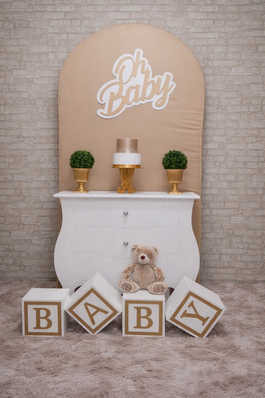 Oh Baby Bege Kit Romano Bombe - Up Festas 