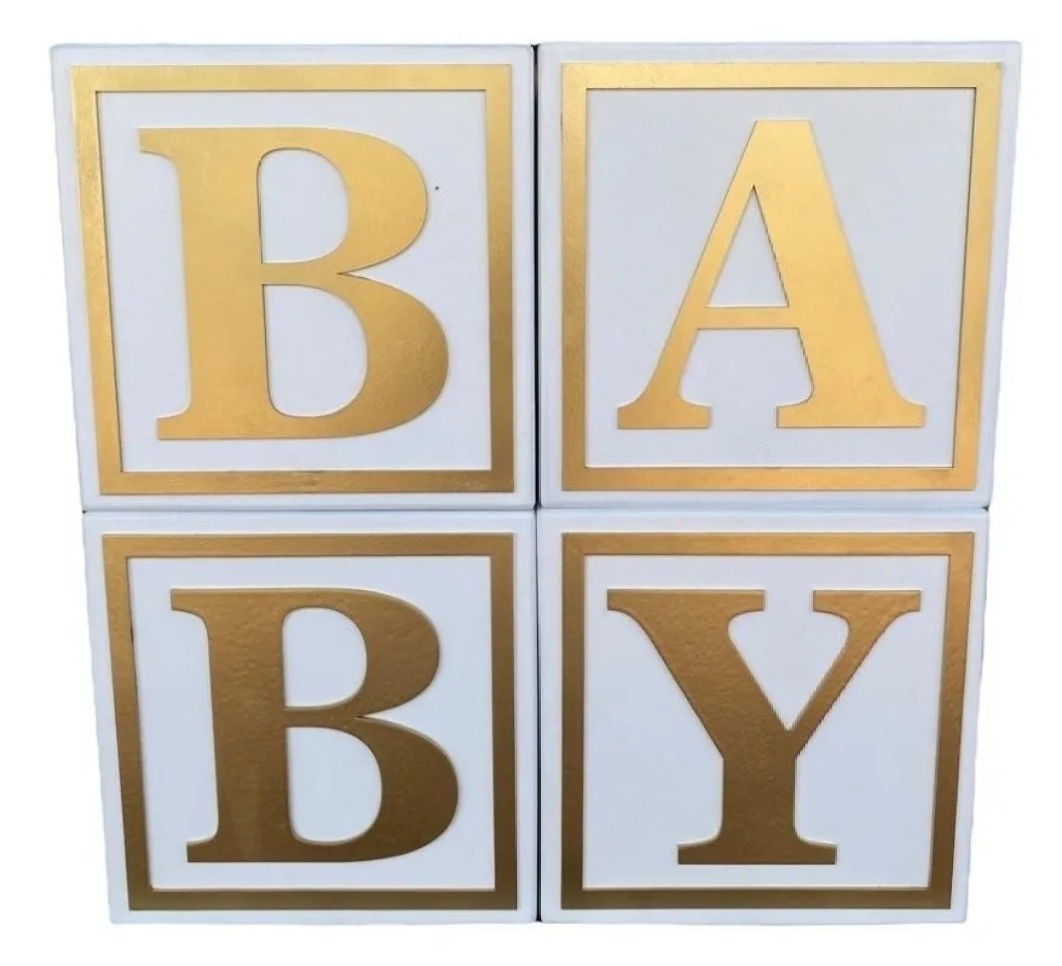 Cubos Baby  Branco/Dourado  - Up Festas 