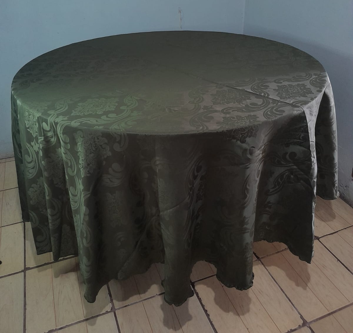 Toalha Redonda Verde Musgo Jacquard 2,80Metros  - FranciS Decorações