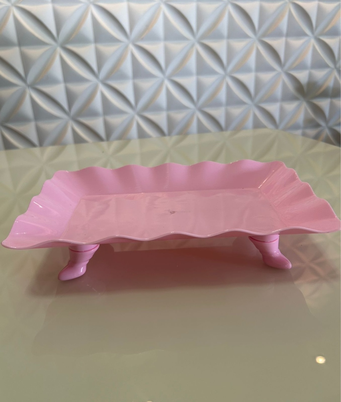 Suporte de Doces Quadrado Com Borda  Na Cor Rosa Bebê  - Pegue e monte Peixoto de Azevedo
