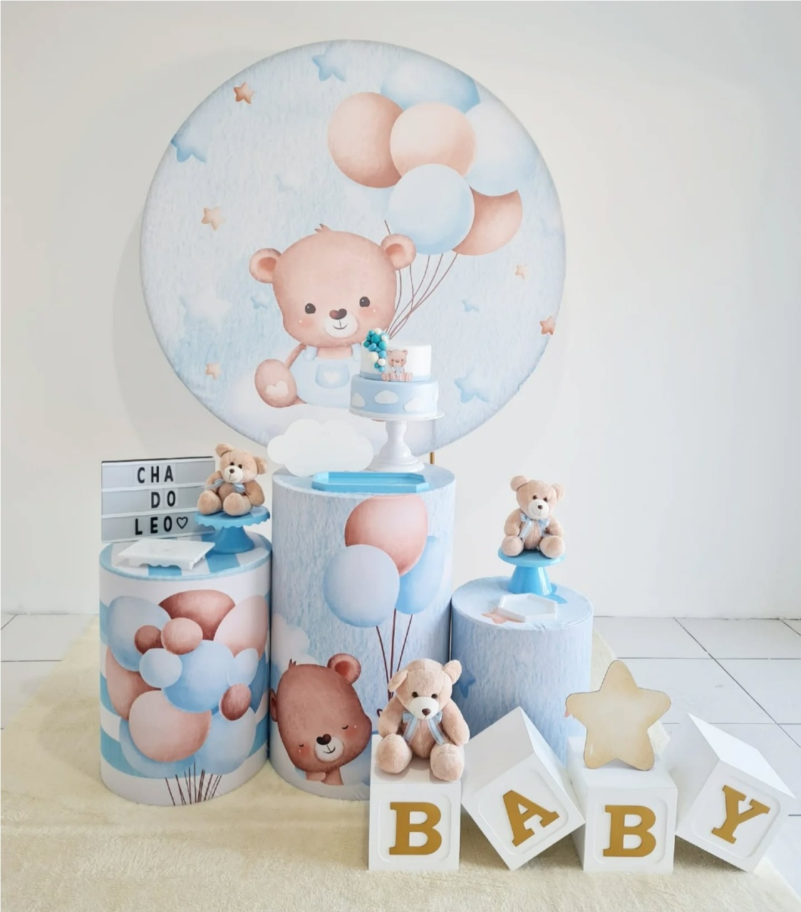 Urso Balão Azul E Bege - Coloriradecoracoes