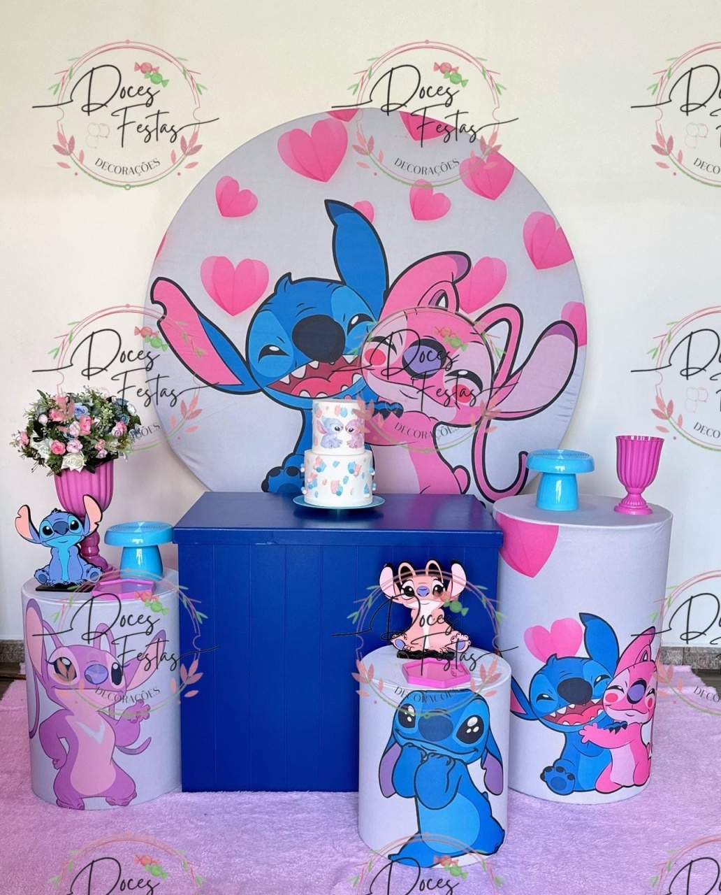 Kit Stitch E Angel Ii - Doces Festas Decorações e Pegue e Monte