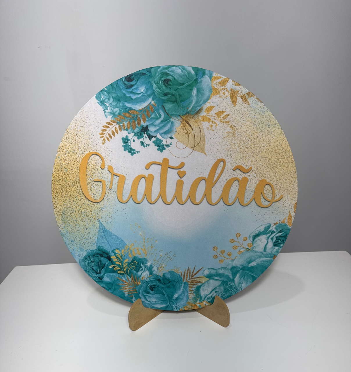 Mini Painel Gratidão Verde E Dourado  - Doces Festas Decorações e Pegue e Monte