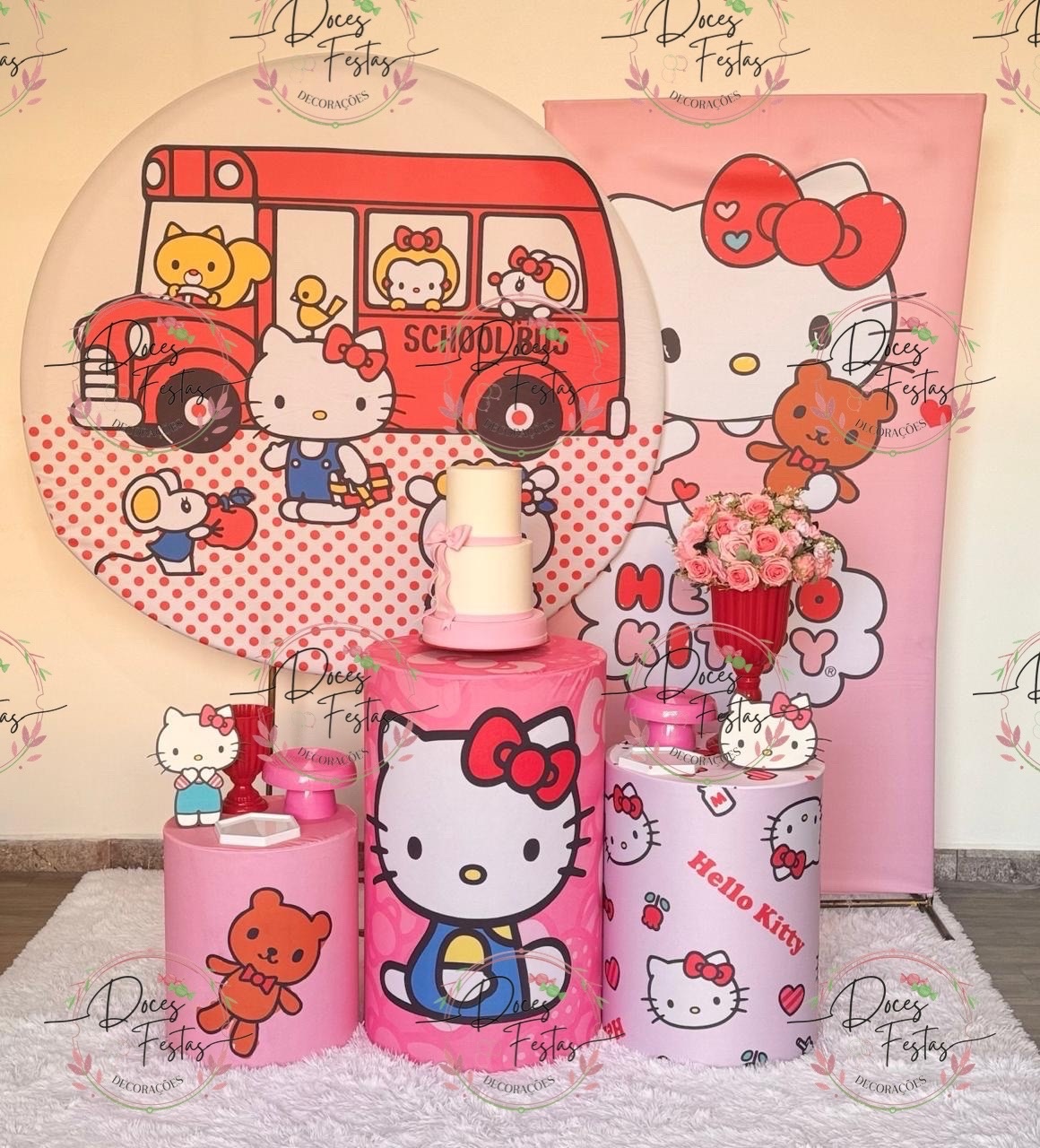 Kit Hello Kitty  - Doces Festas Decorações e Pegue e Monte