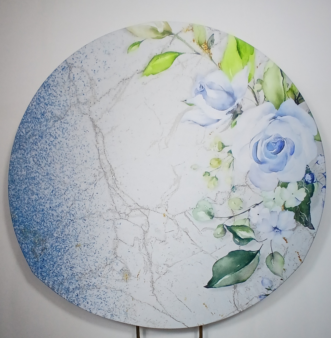 Painel Redondo - Floral Azul 2 - Doces Festas Decorações e Pegue e Monte