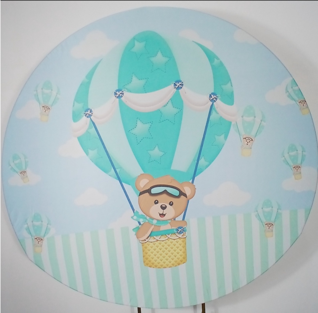 Painel Redondo - Urso Baloeiro 1 - Doces Festas Decorações e Pegue e Monte