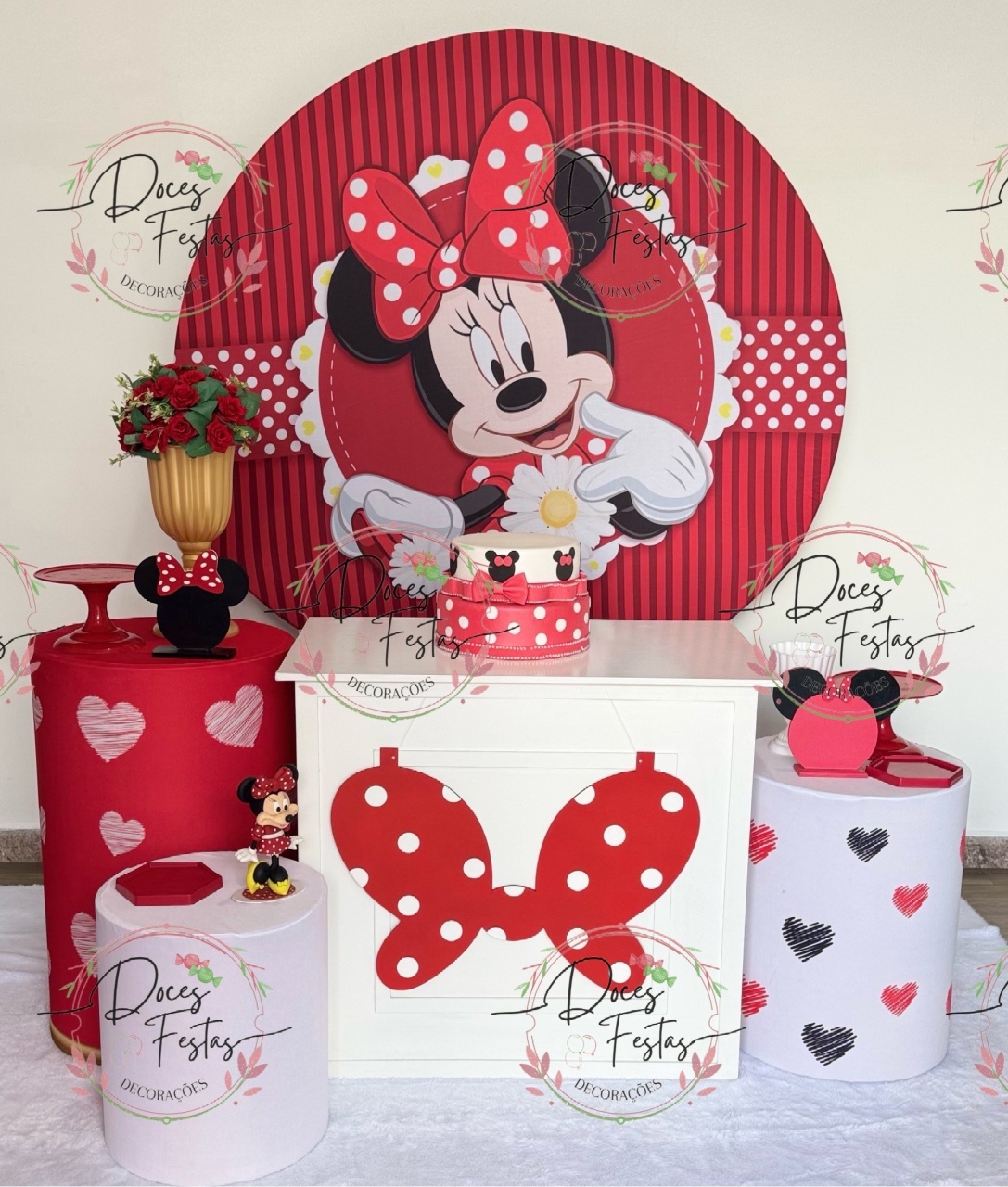 Kit Minnie Vermelha V - Doces Festas Decorações e Pegue e Monte