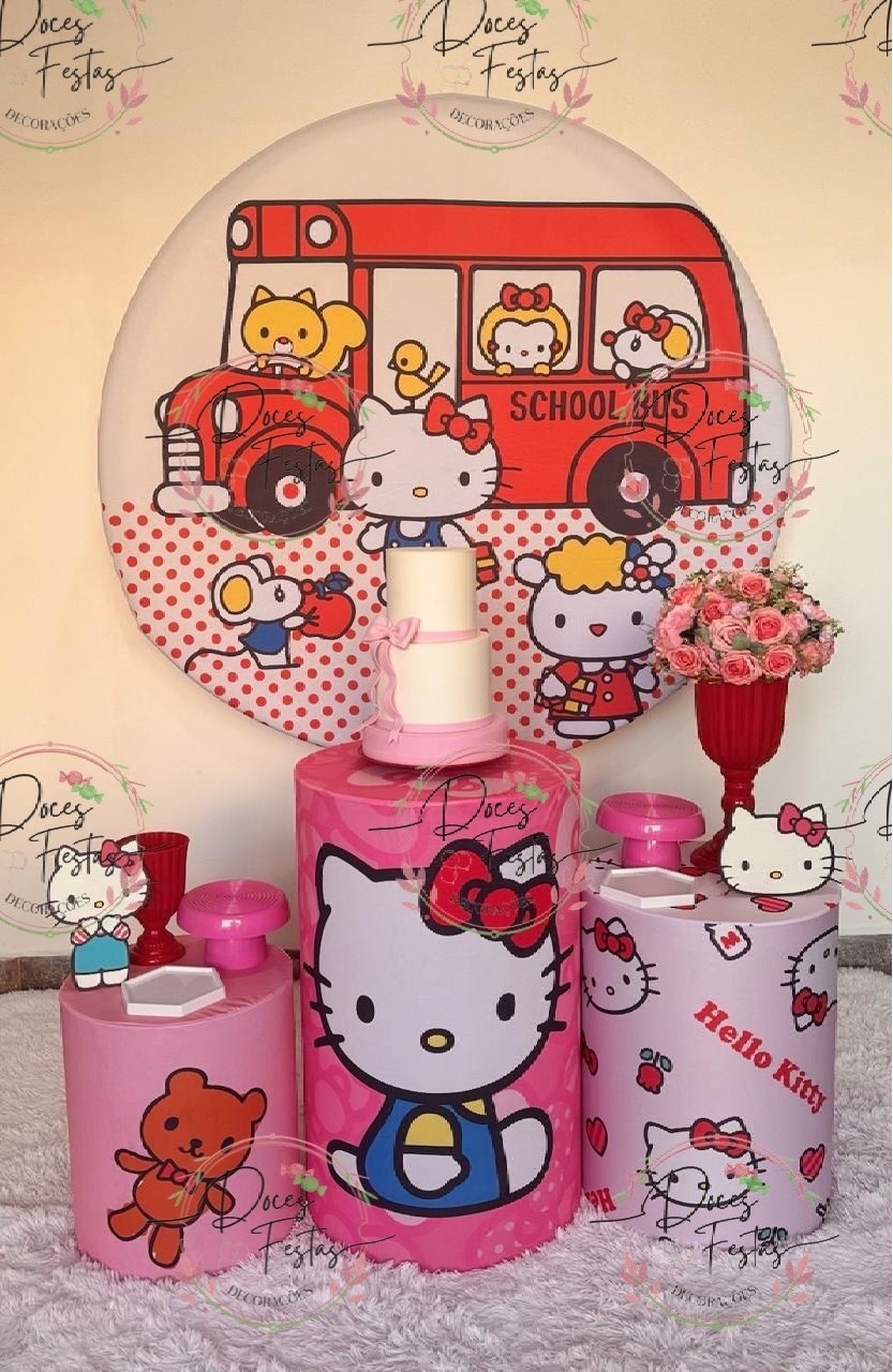 Kit Hello Kitty   - Doces Festas Decorações e Pegue e Monte