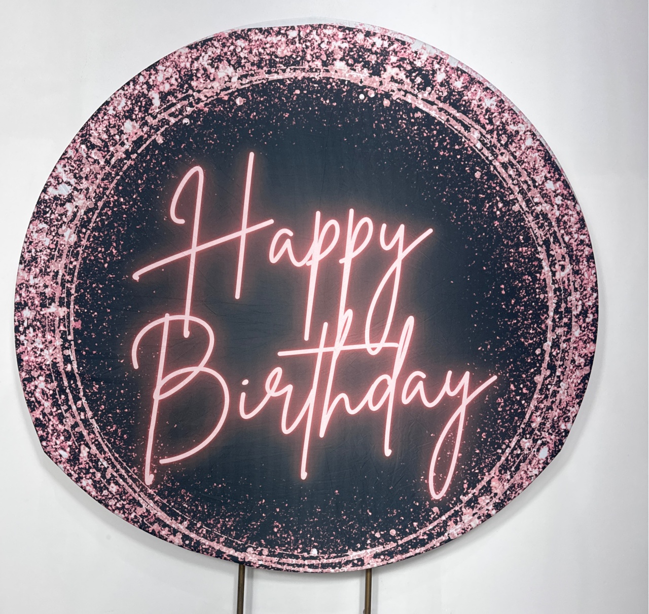 Painel Redondo - Happy Birtthday Rose Gold  - Doces Festas Decorações e Pegue e Monte