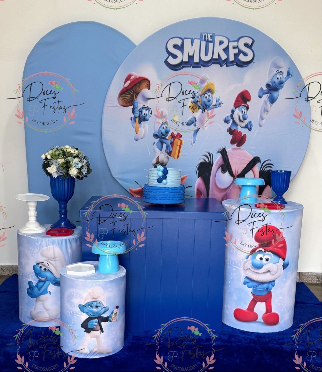 Kit Smurfs VI - Doces Festas Decorações e Pegue e Monte