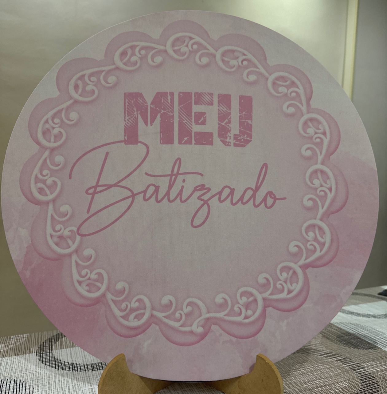 Mini Painel Batizado Rosa - Doces Festas Decorações e Pegue e Monte