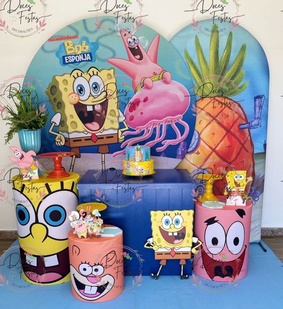 Kit Bob Esponja III - Doces Festas Decorações e Pegue e Monte