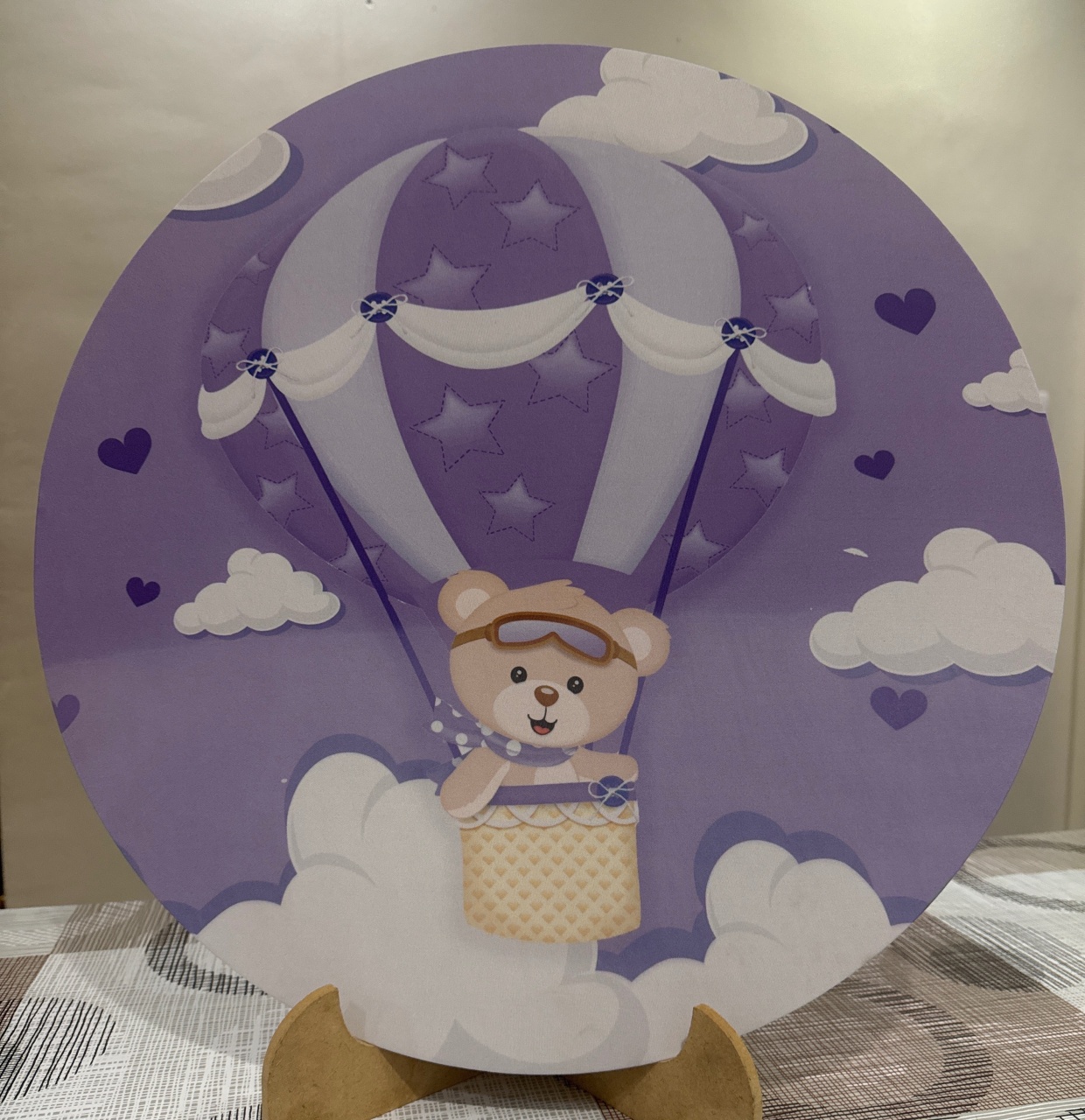 Mini Painel Ursa Baloeira Lilás Ii - Doces Festas Decorações e Pegue e Monte
