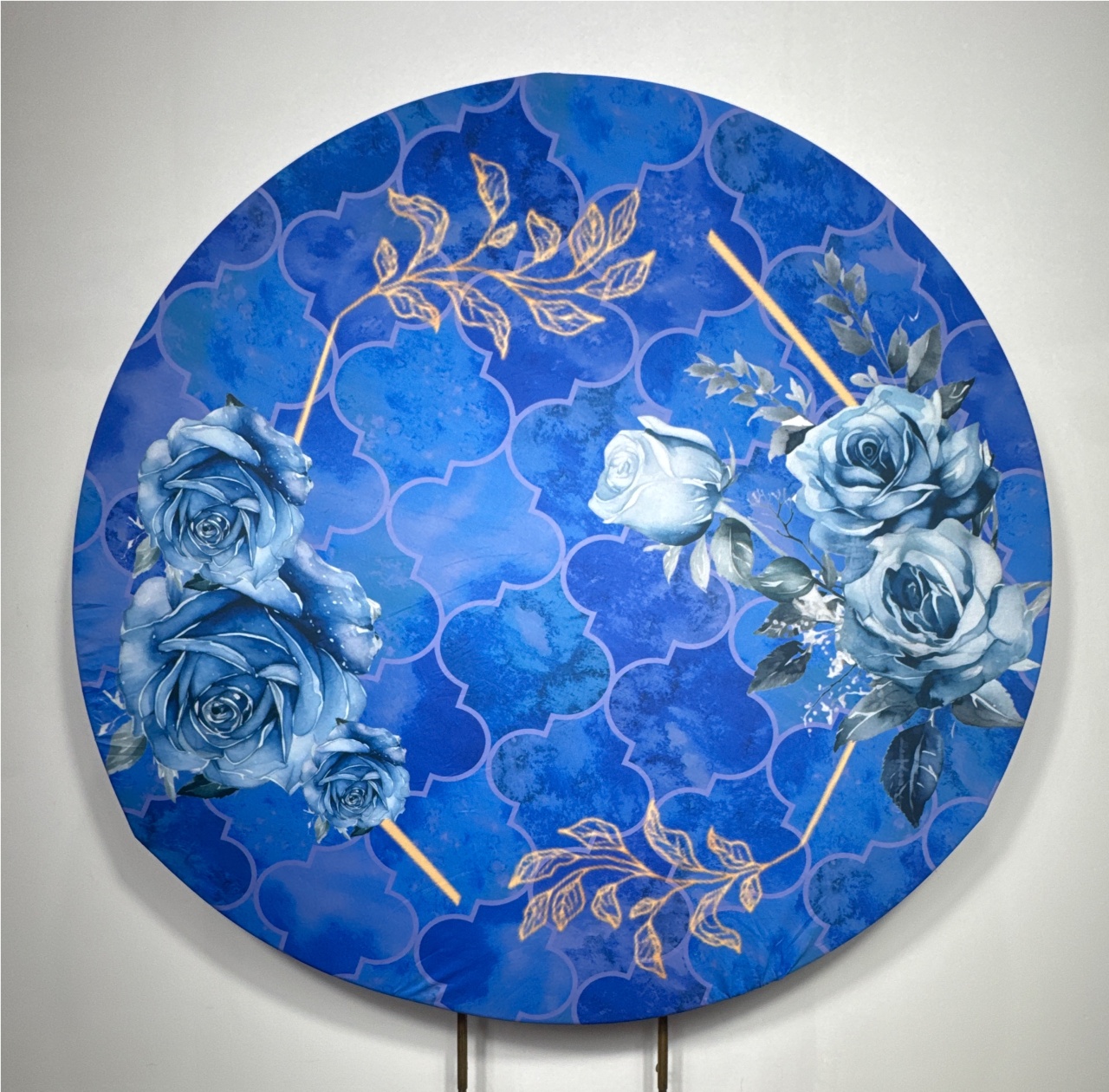 Painel Redondo - Floral Azul 3 - Doces Festas Decorações e Pegue e Monte