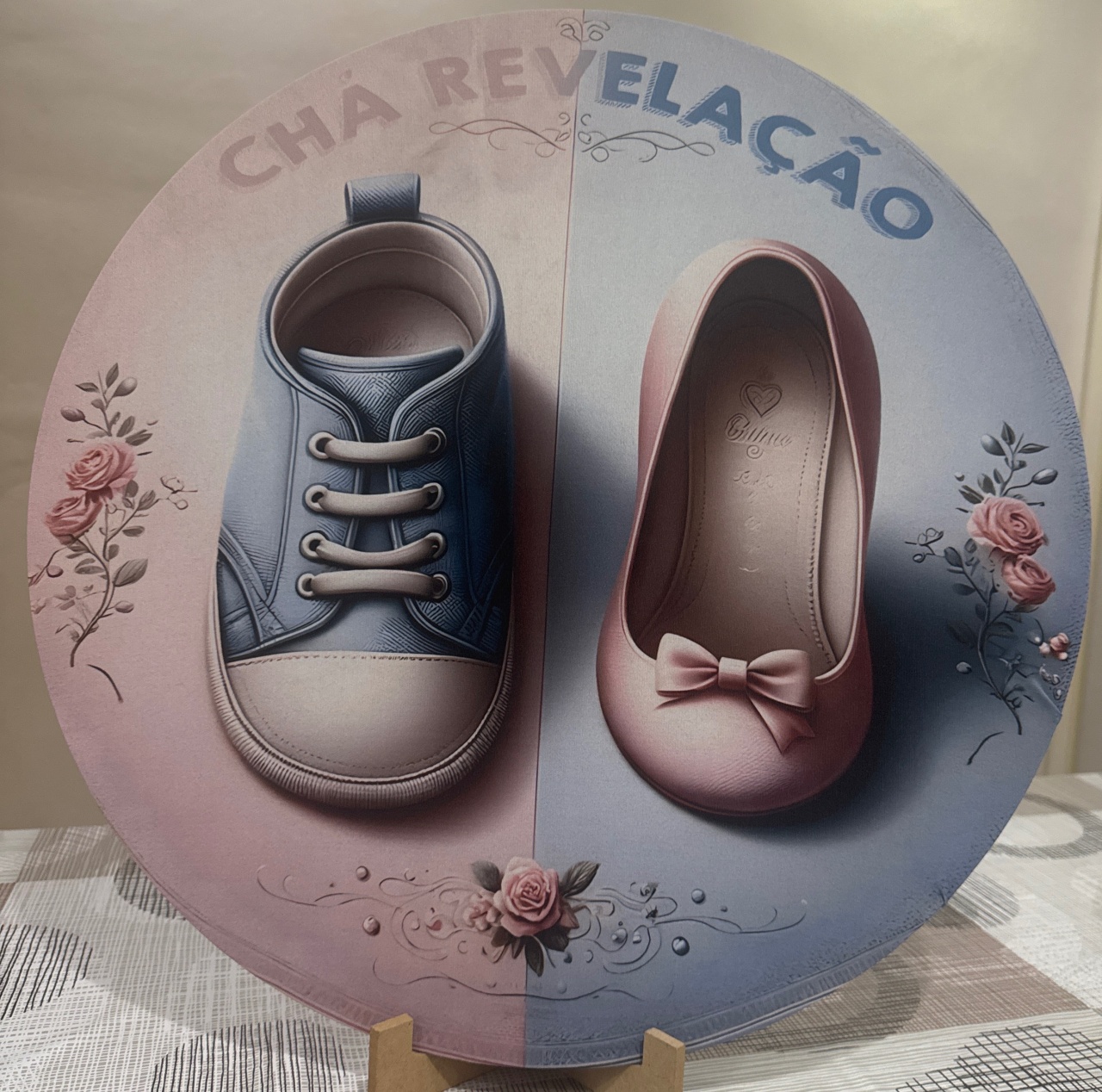 Mini Painel Chá Revelação I (Sapatinho) - Doces Festas Decorações e Pegue e Monte