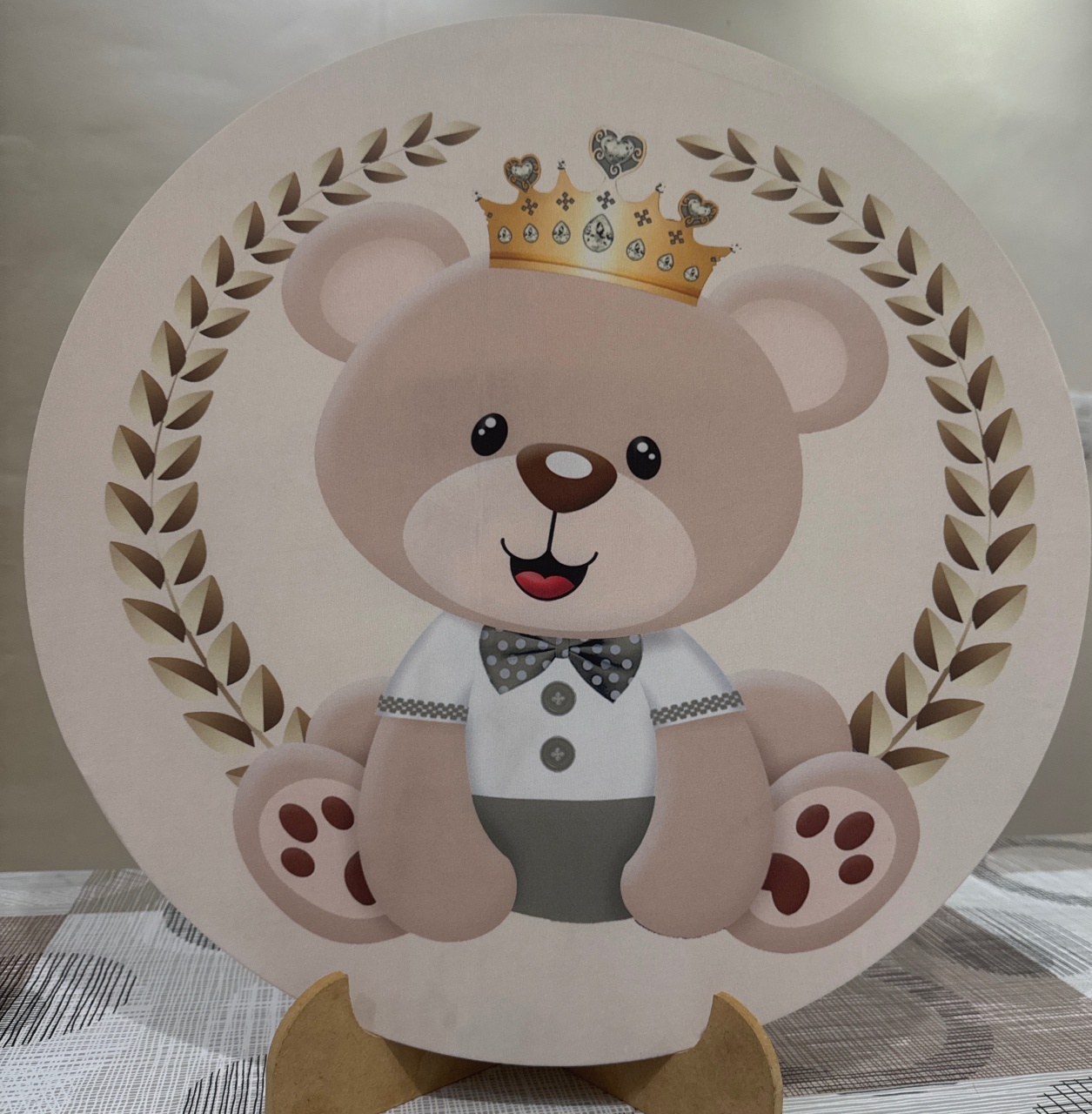 Mini Painel Urso Realeza Dourado - Doces Festas Decorações e Pegue e Monte