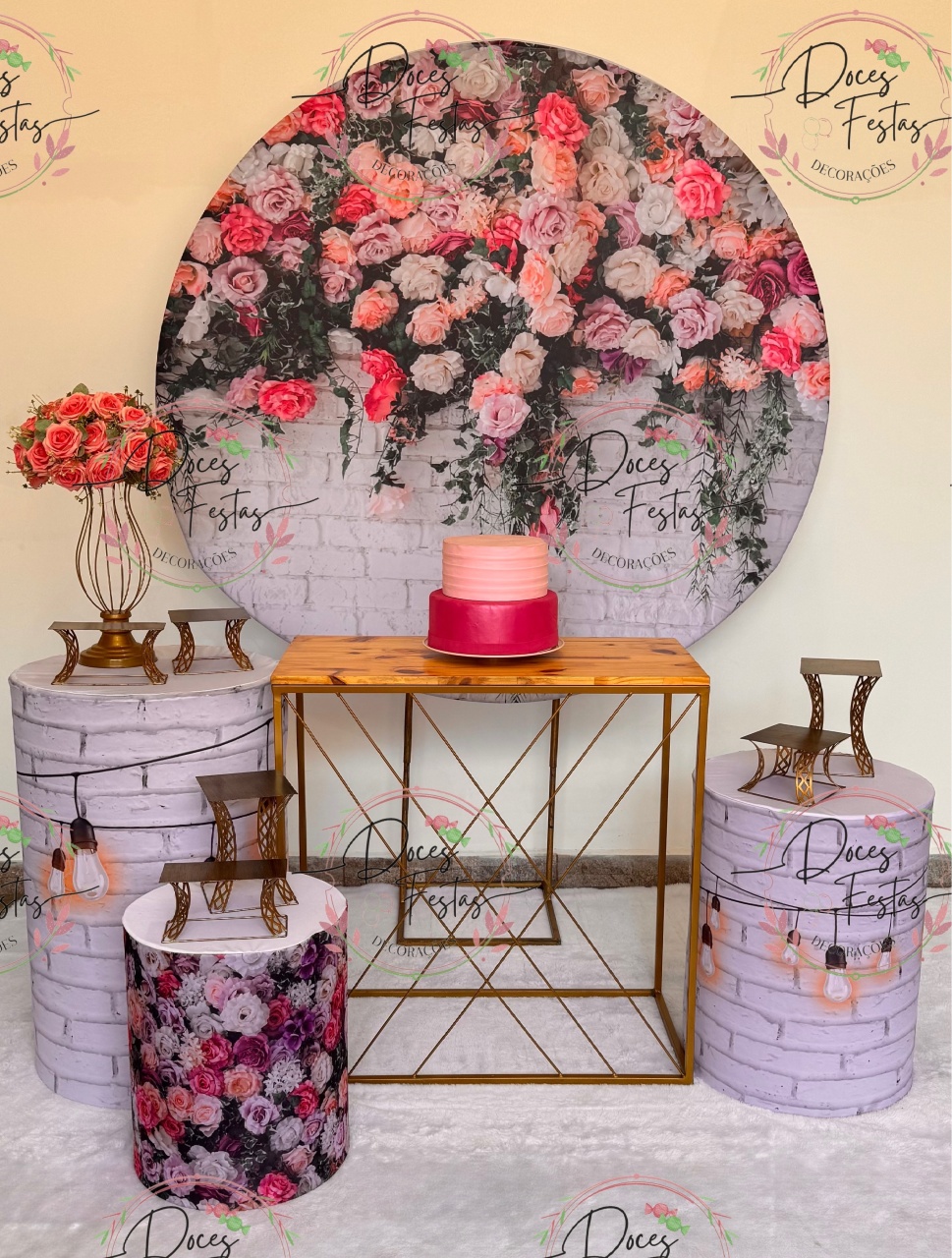 Kit Floral Rosas Com Fundo Branco V - Doces Festas Decorações e Pegue e Monte