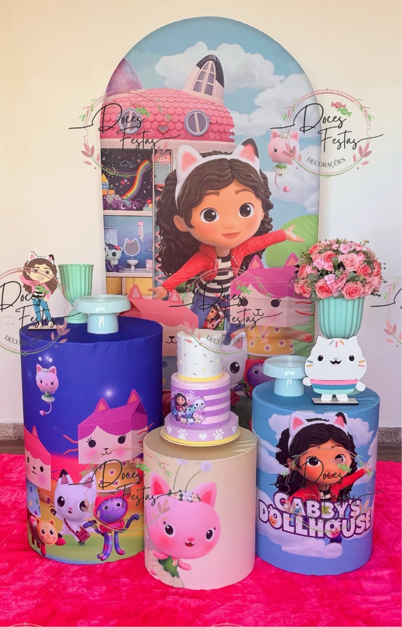 Kit Casa Mágica de Gabby   - Doces Festas Decorações e Pegue e Monte