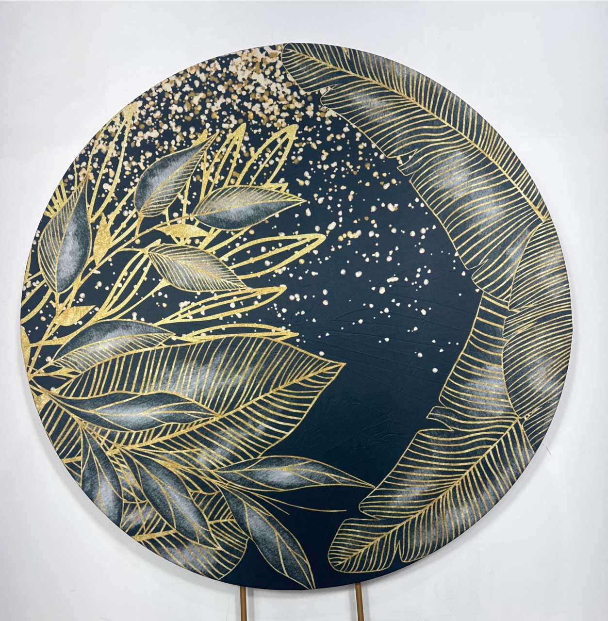 Painel Redondo - Glitter Preto E Dourado 2 - Doces Festas Decorações e Pegue e Monte