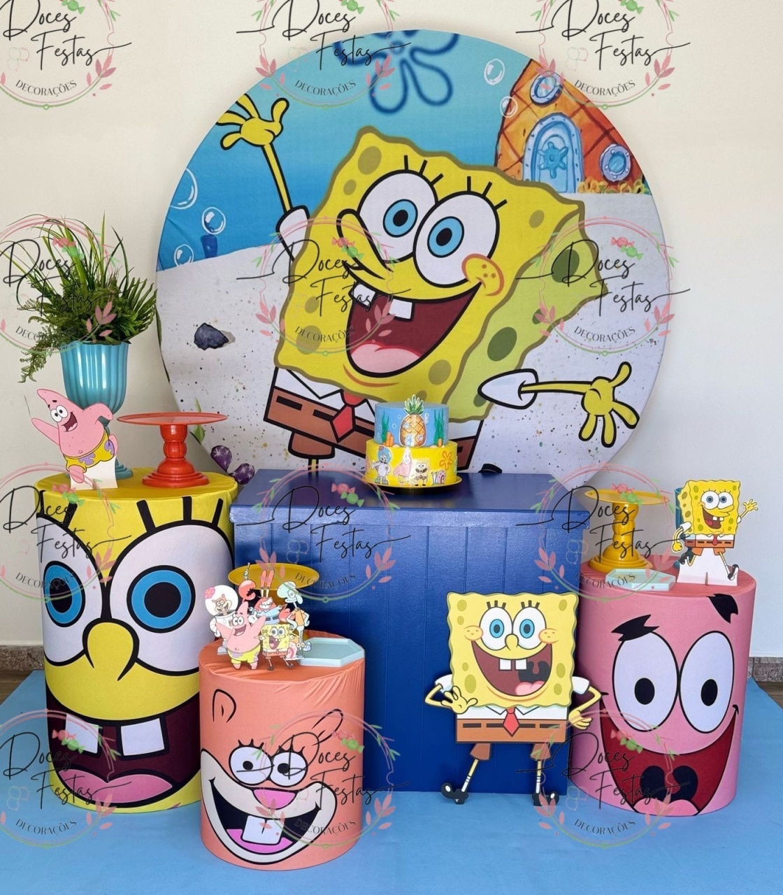 Kit Bob Esponja V - Doces Festas Decorações e Pegue e Monte