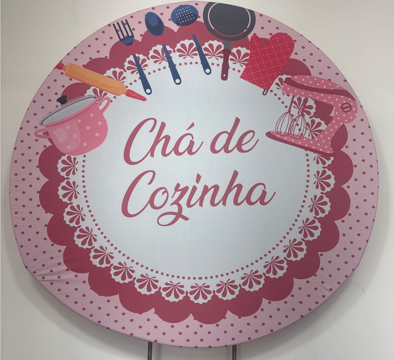 Painel Redondo - Chá de Cozinha 2 - Doces Festas Decorações e Pegue e Monte