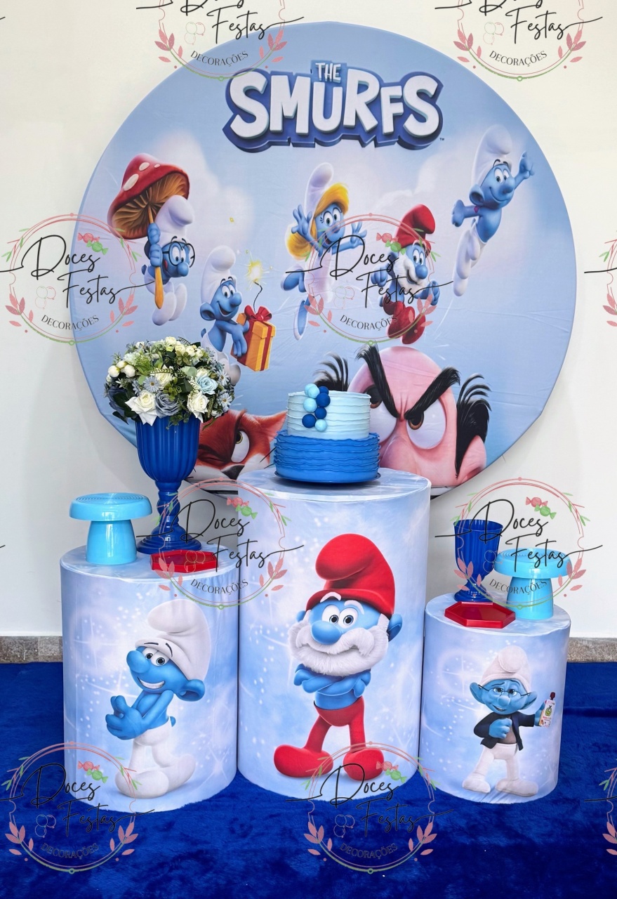 Kit Smurfs I - Doces Festas Decorações e Pegue e Monte