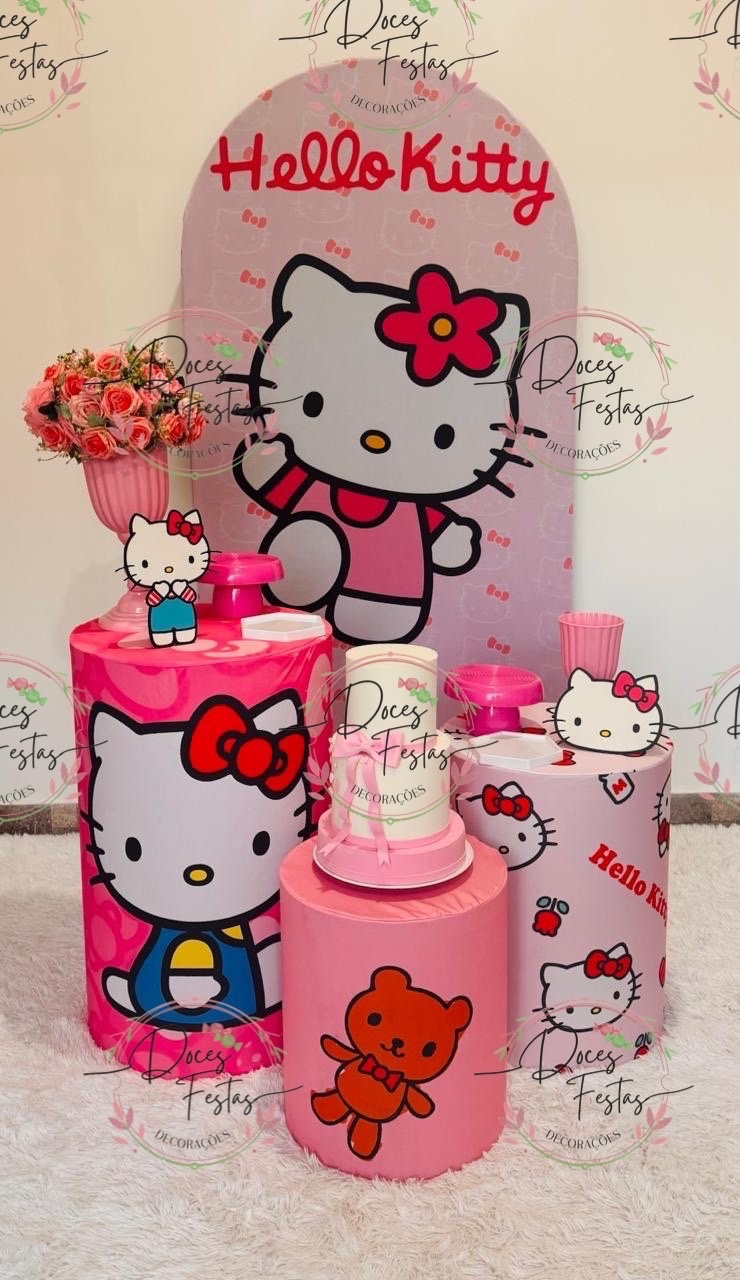 Kit Hello Kitty  - Doces Festas Decorações e Pegue e Monte