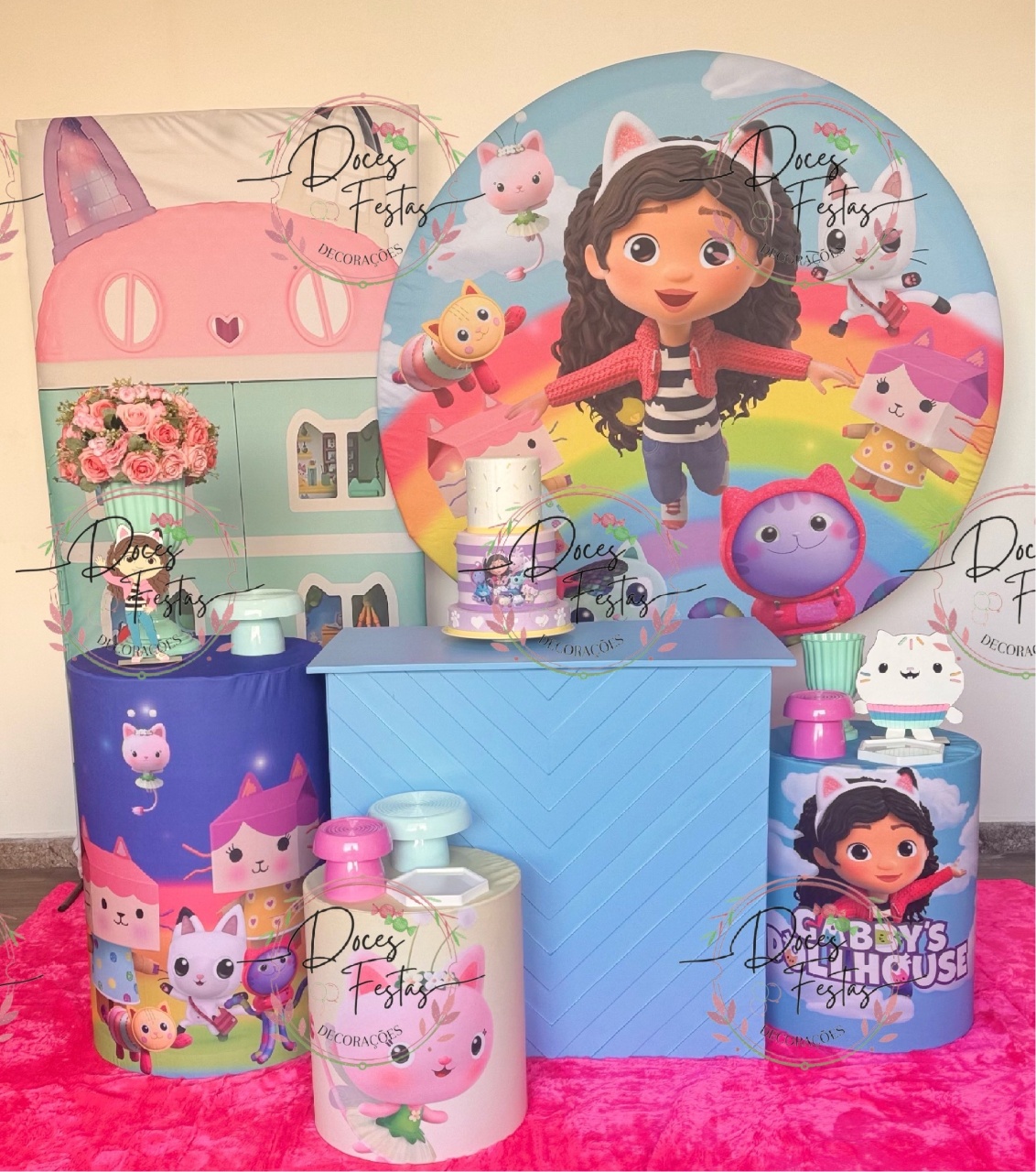 Kit Casa Mágica de Gabby  - Doces Festas Decorações e Pegue e Monte