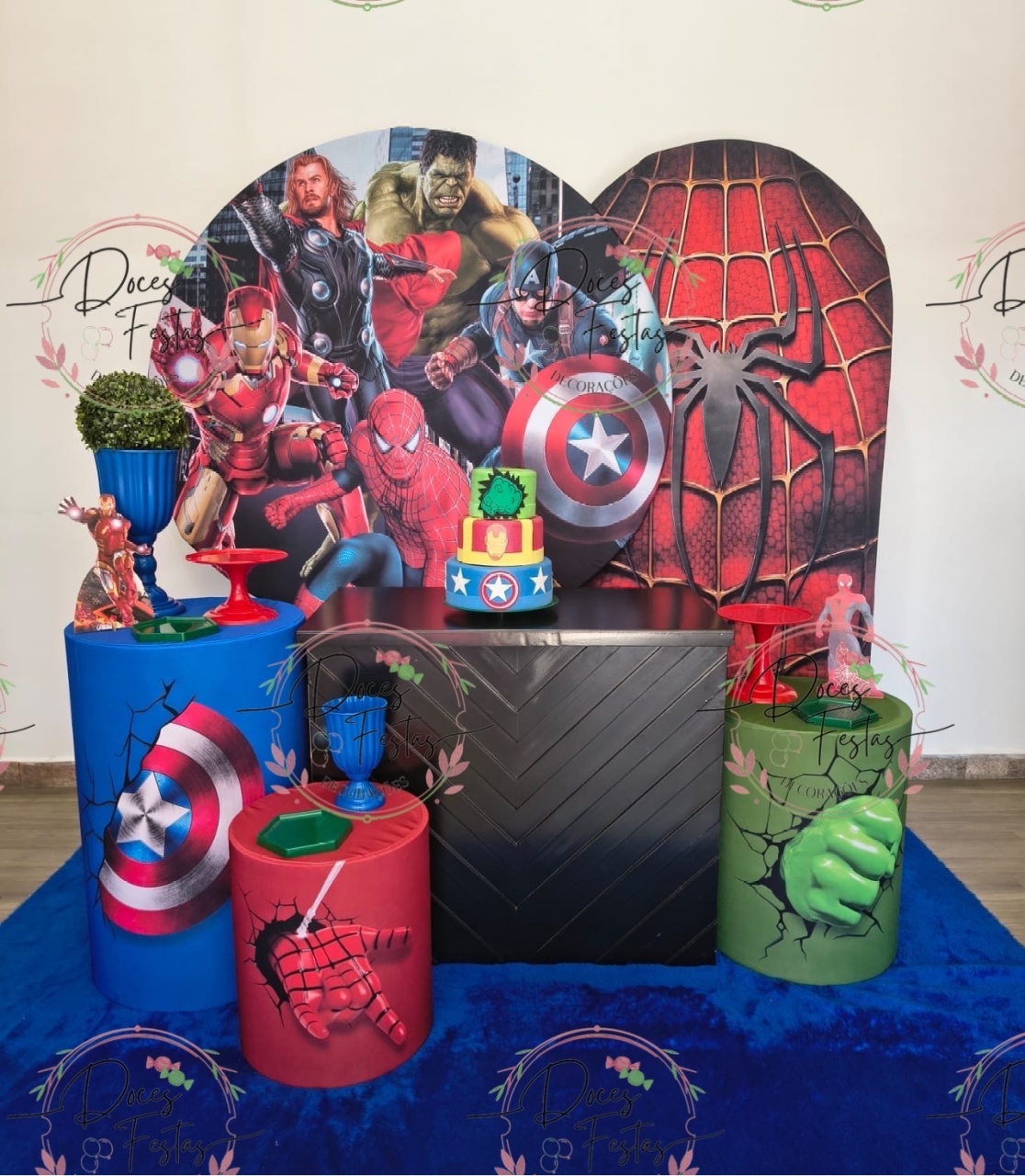 Kit Vingadores VI - Doces Festas Decorações e Pegue e Monte