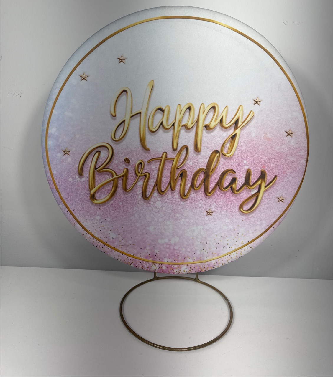 Mini Painel Happy Birthday Branco, Dourado E Rosa - Doces Festas Decorações e Pegue e Monte
