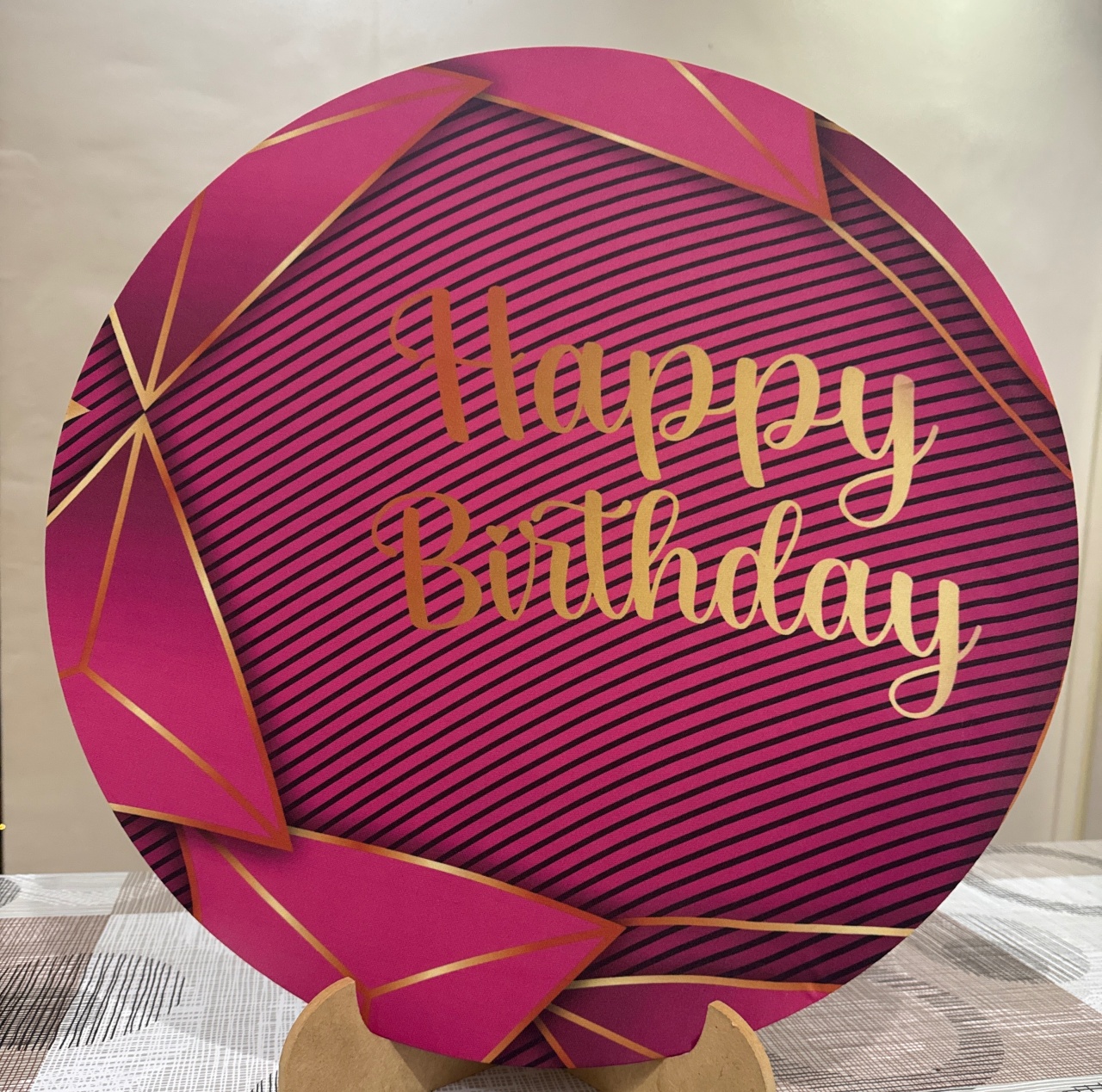 Mini Painel Happy Birthday Rosa  E Dourado  - Doces Festas Decorações e Pegue e Monte