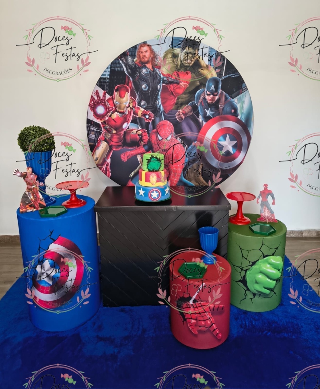 Kit Vingadores V - Doces Festas Decorações e Pegue e Monte