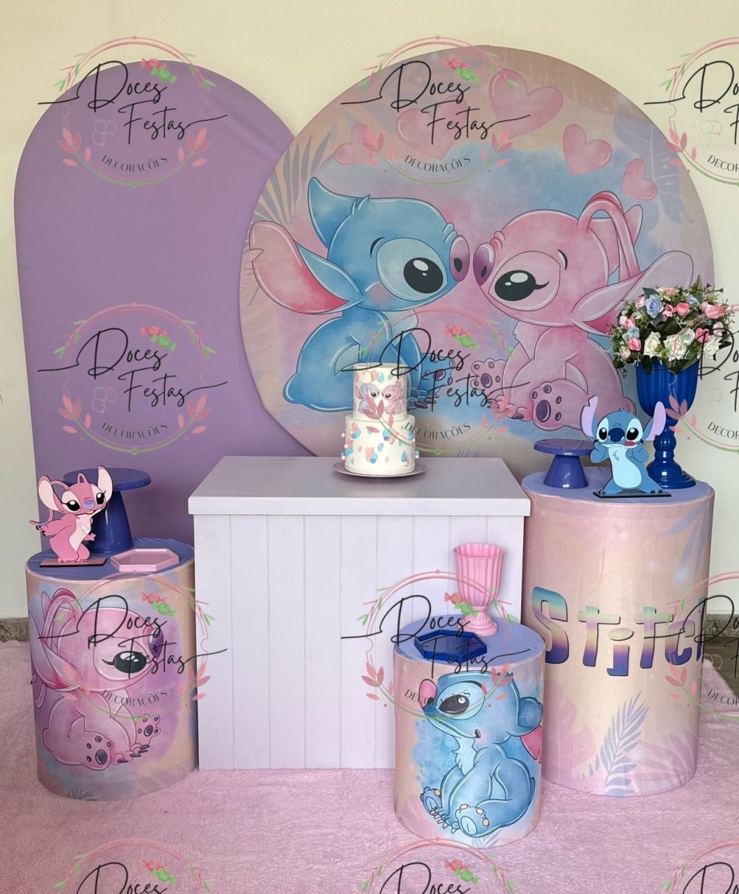 Kit Stitch E Angel VIII - Doces Festas Decorações e Pegue e Monte