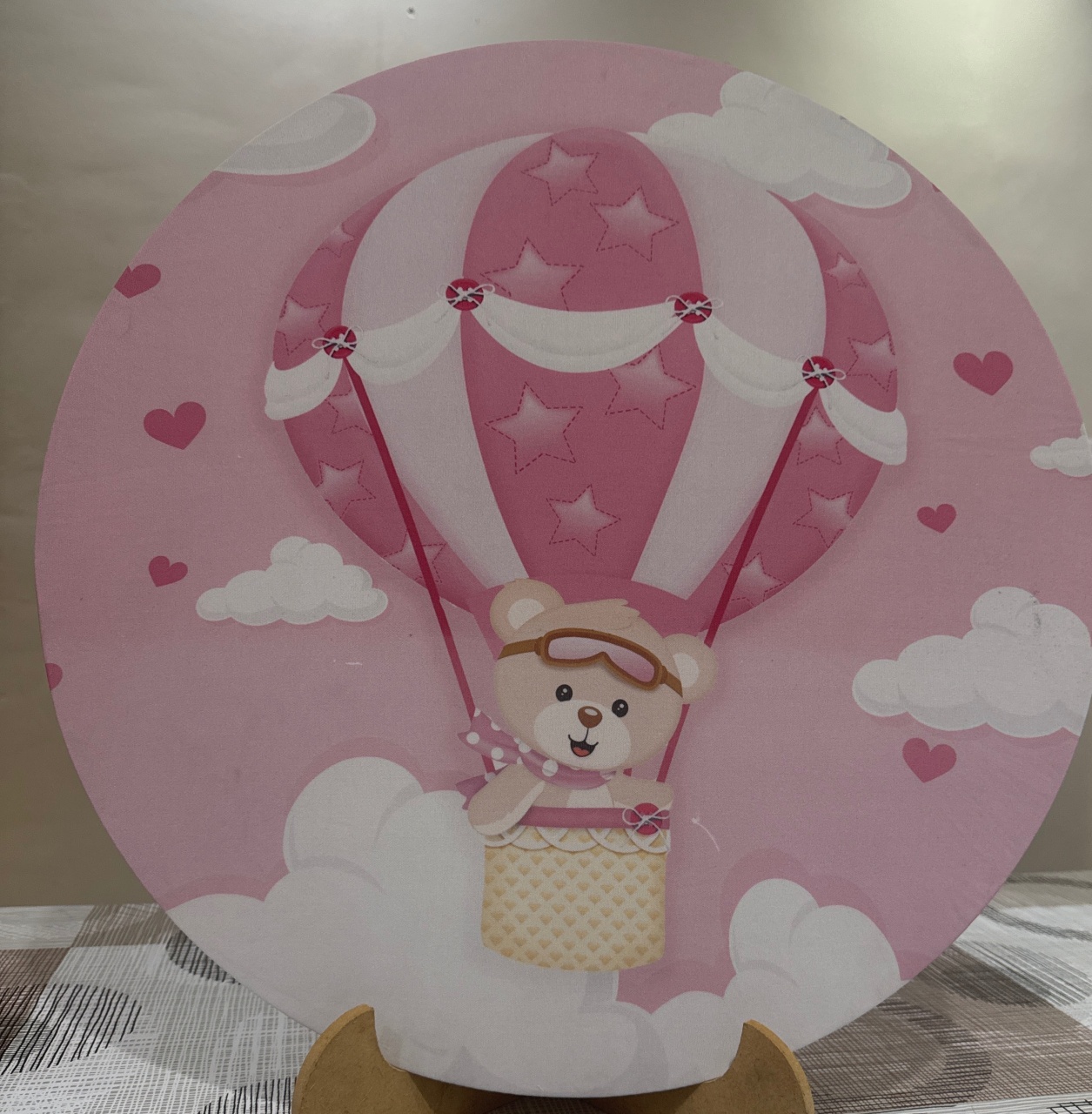 Mini Painel Ursa Baloeira Rosa - Doces Festas Decorações e Pegue e Monte