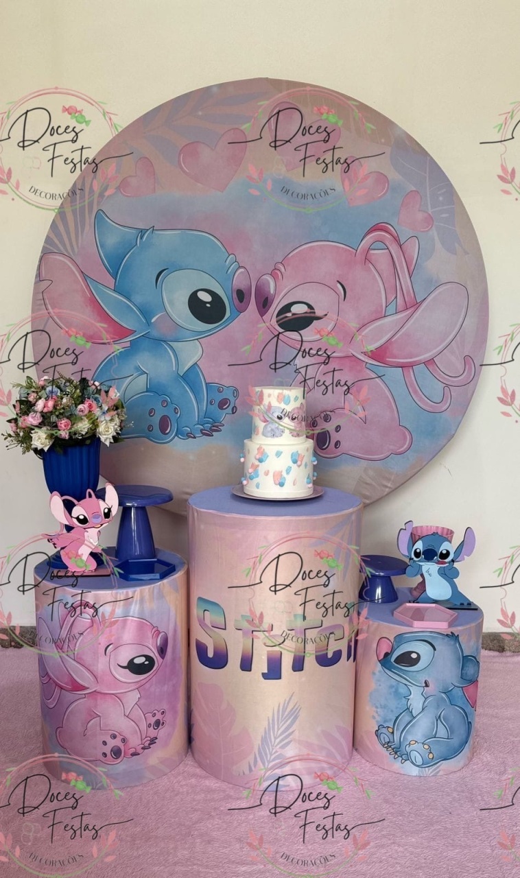 Kit Stitch E Angel VI - Doces Festas Decorações e Pegue e Monte