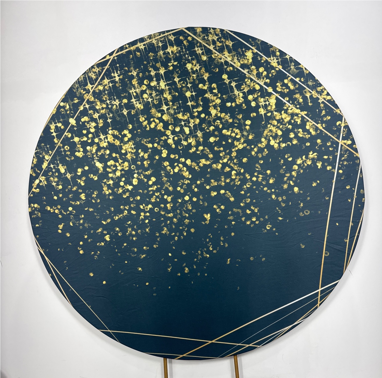 Painel Redondo - Glitter Preto E Dourado 3 - Doces Festas Decorações e Pegue e Monte