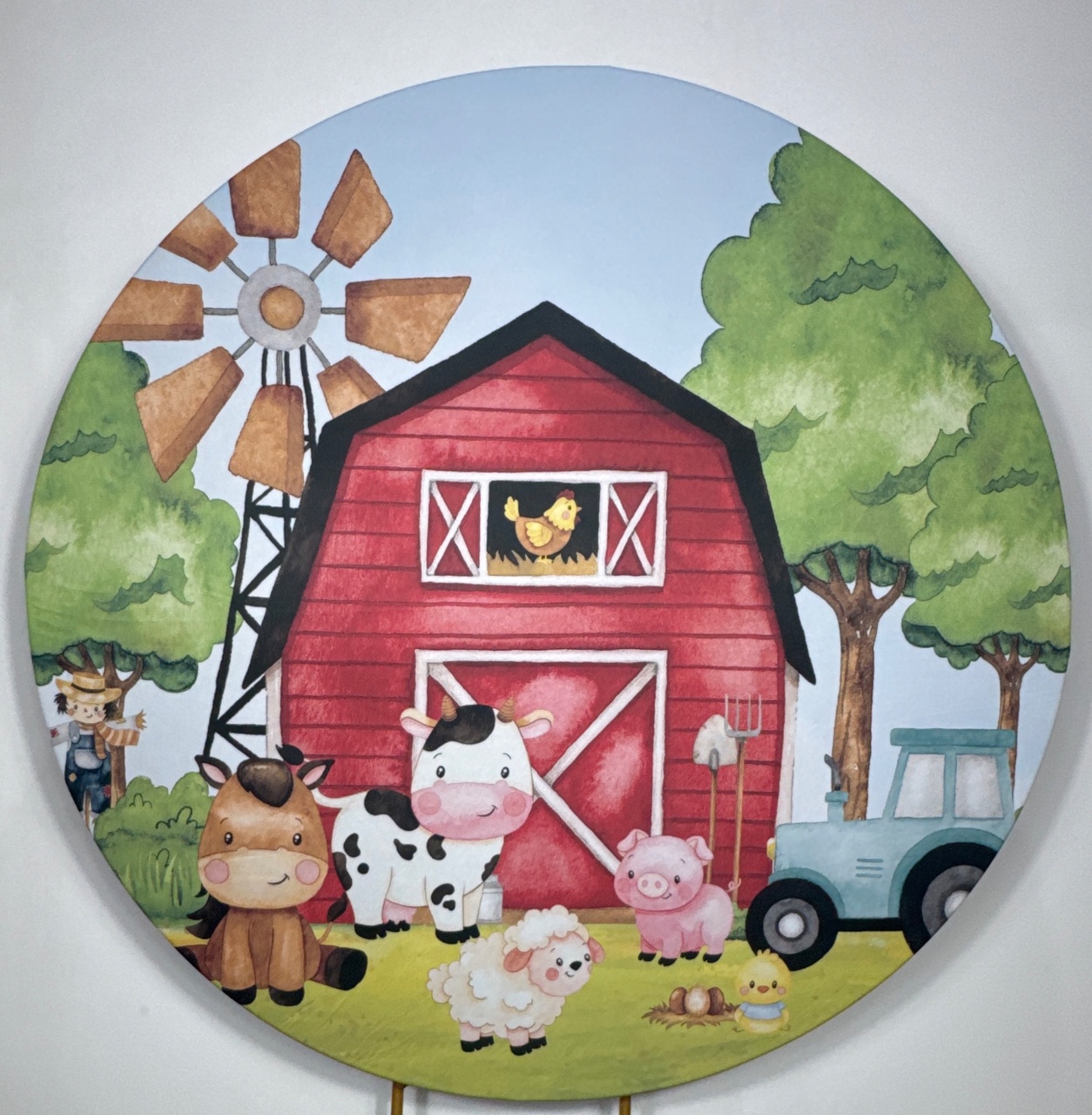Painel Redondo - Fazendinha 3 - Doces Festas Decorações e Pegue e Monte