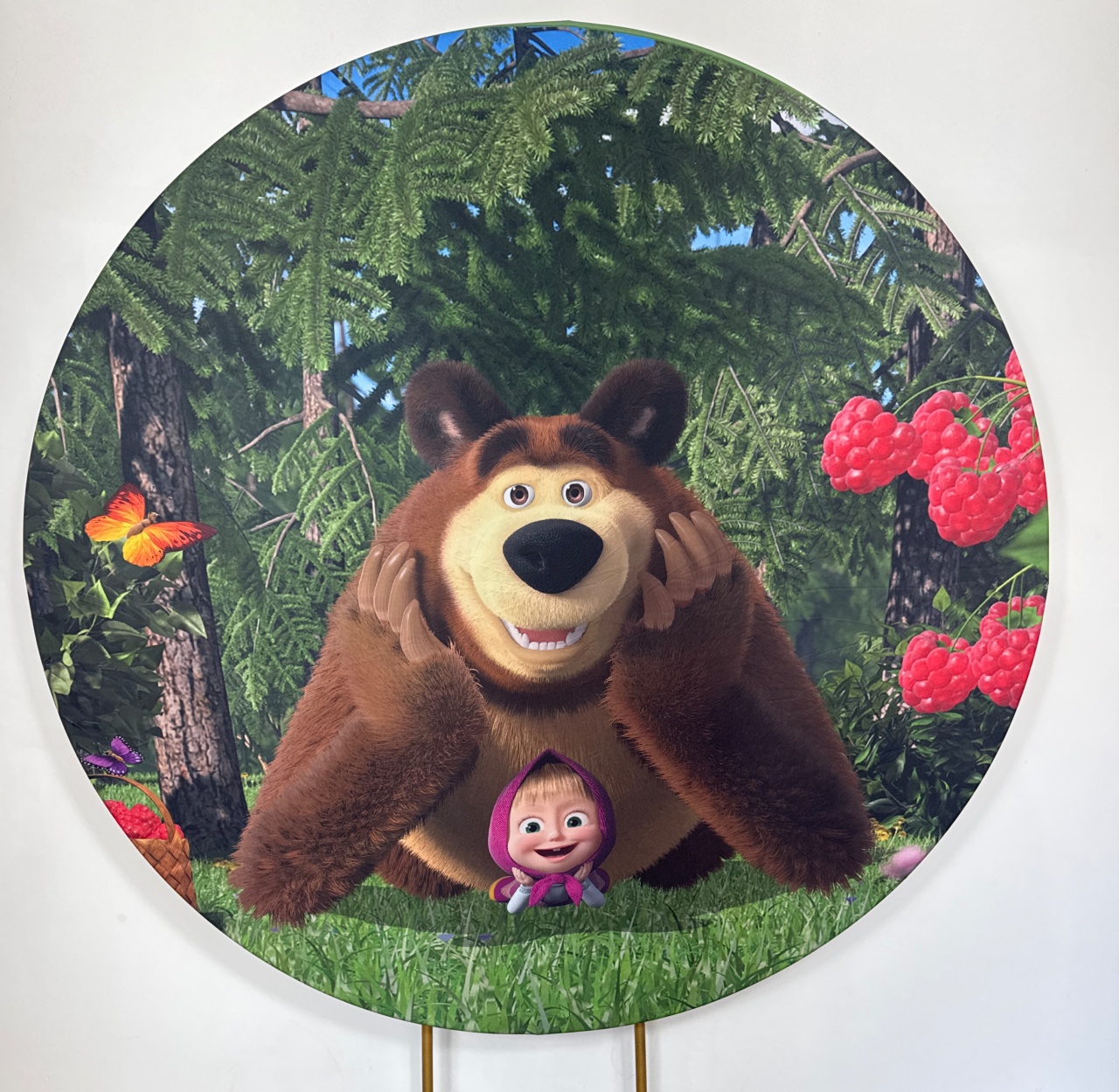 Painel Redondo - Marsha E O Urso 1 - Doces Festas Decorações e Pegue e Monte